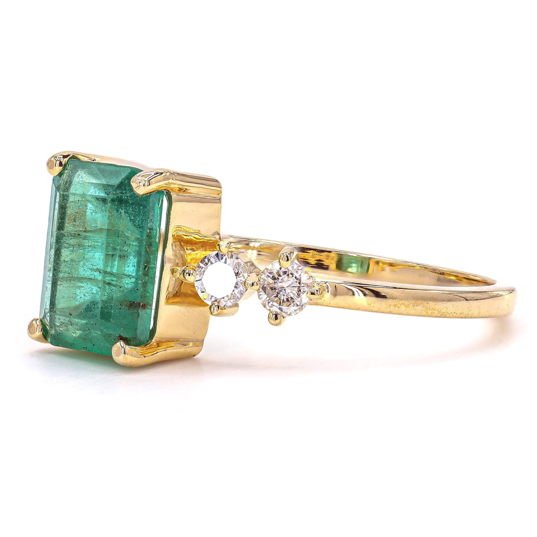 Natural Emerald Cut Emerald Diamond Ring, 14k Solid Gold, Natural Diamonds, Rectangular Gemstone Jewellery, Promise Ring, Certified Jewelry