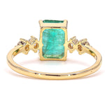Load image into Gallery viewer, Natural Emerald Cut Emerald Diamond Ring, 14k Solid Gold, Natural Diamonds, Rectangular Gemstone Jewellery, Promise Ring, Certified Jewelry
