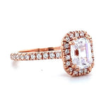 Load image into Gallery viewer, IGI Certified Emerald Cut Lab Grown Solitaire Diamond Ring: 14K Solid Gold Halo Engagement Ring
