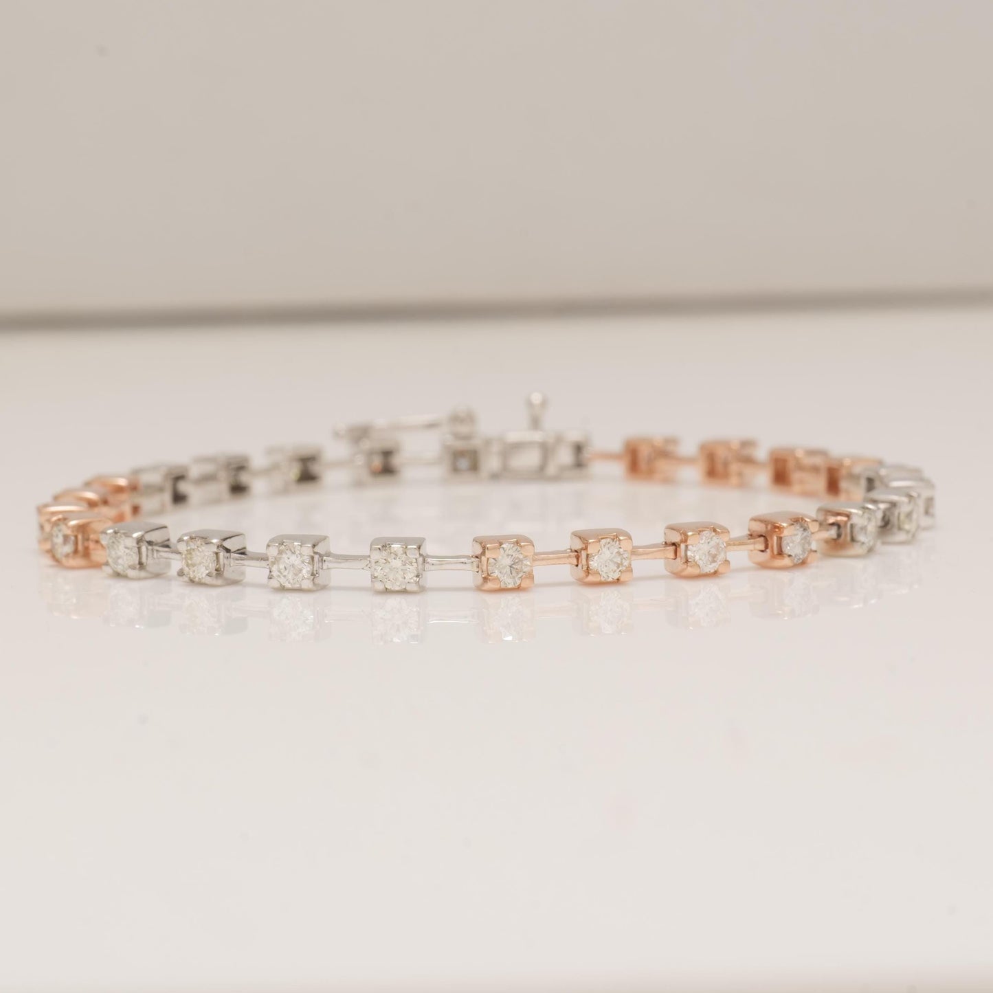 Two Tone Natural Diamond Tennis Bracelet: 14K Solid Gold Stacking Bracelet, IGI Certified, Ready To Ship,