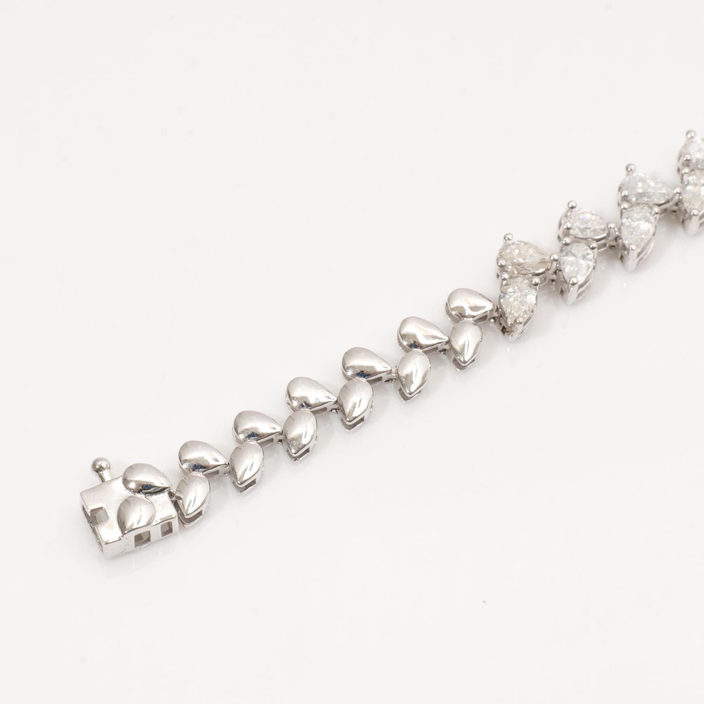 Pear Natural Diamond Tennis Bracelet: 14k Solid Gold Leaves Stackable Bracelet, HRD Certified, Ready To Ship