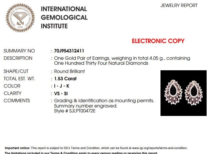 Peacock Feather Natural Diamond Stud: 14k Solid Gold Teardrop Sunburst Earrings, IGI Certified, Ready To Ship