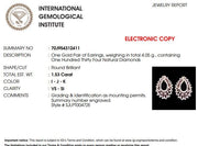 Peacock Feather Natural Diamond Stud: 14k Solid Gold Teardrop Sunburst Earrings, IGI Certified, Ready To Ship