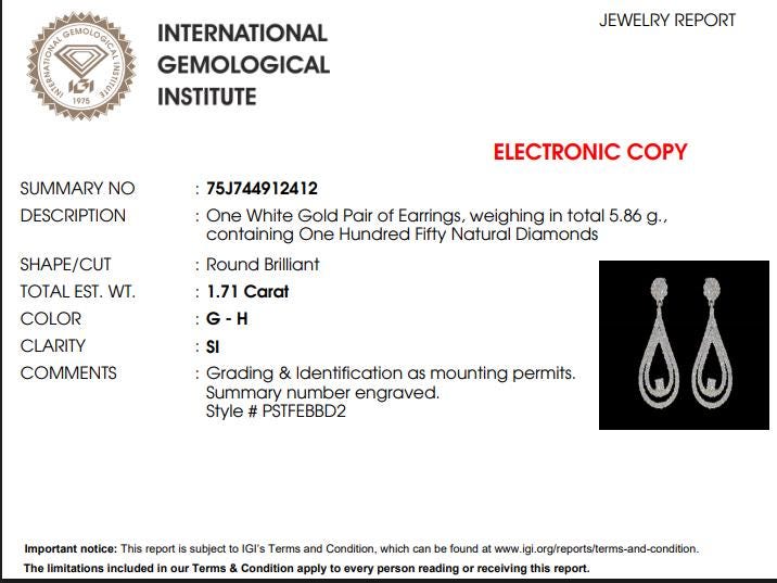 Teardrop Natural Diamond Drop Earrings: 14k Solid Gold Dangle Earrings, IGI Certified, Ready To Ship