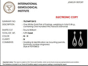 Teardrop Natural Diamond Drop Earrings: 14k Solid Gold Dangle Earrings, IGI Certified, Ready To Ship