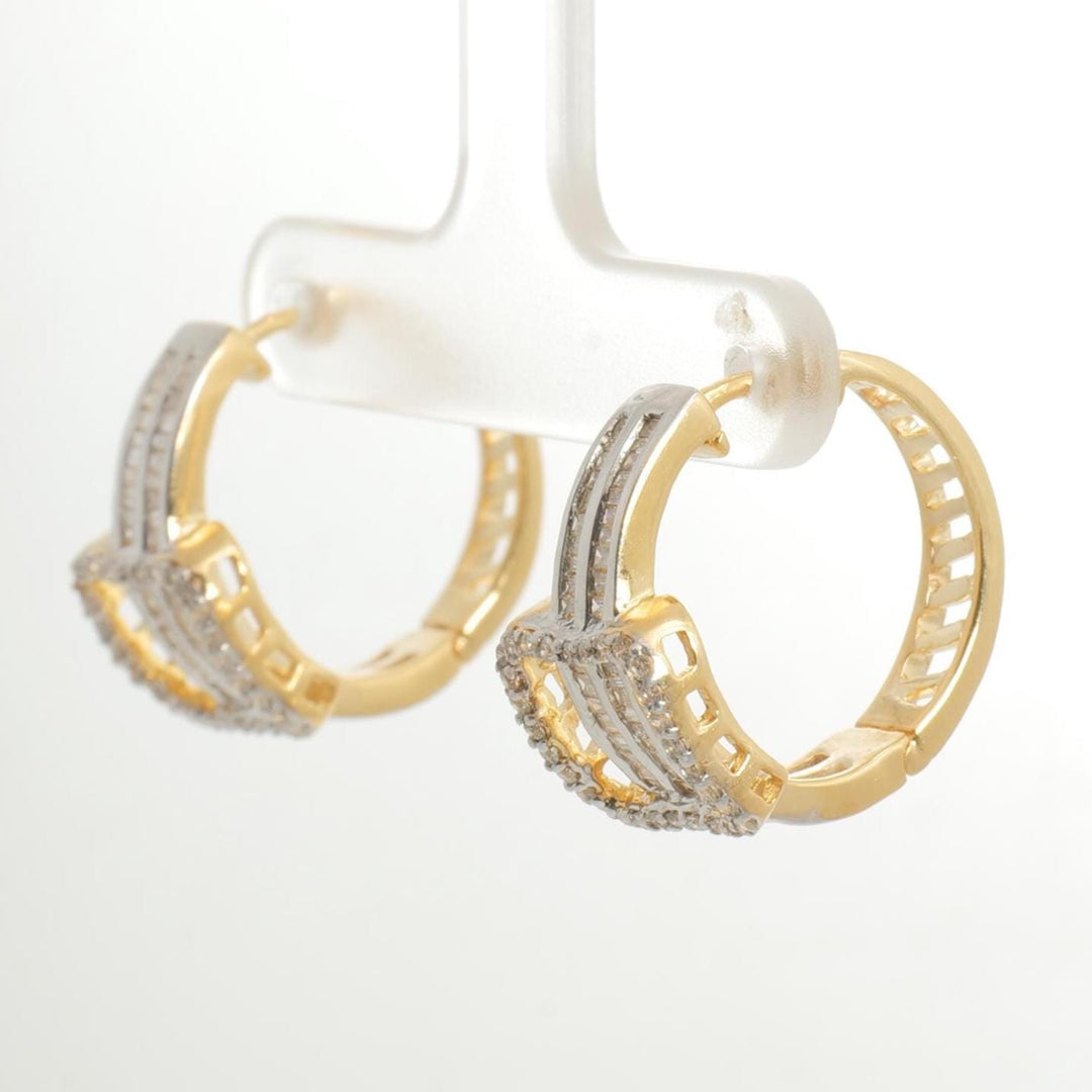Two-Tone Baguette Diamond Hoop Earrings: 14k Gold Huggies, IGI Certified