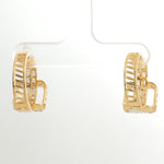 Load image into Gallery viewer, Two-Tone Baguette Diamond Hoop Earrings: 14k Gold Huggies, IGI Certified
