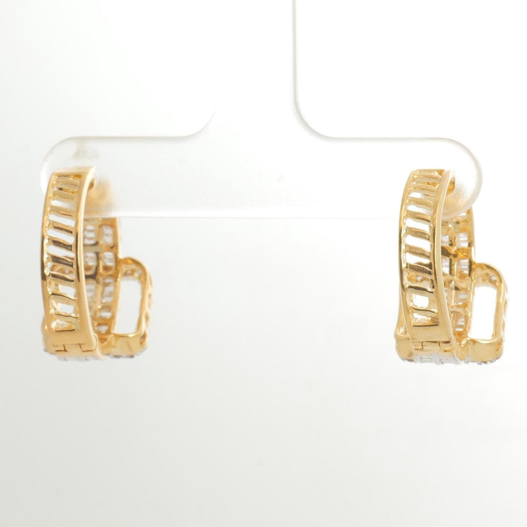 Two-Tone Baguette Diamond Hoop Earrings: 14k Gold Huggies, IGI Certified