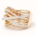 Load image into Gallery viewer, Criss Cross Natural Diamond Band Ring: 14k Solid Gold Wide Cocktail Statement Ring, HRD Certified, Ready To Ship
