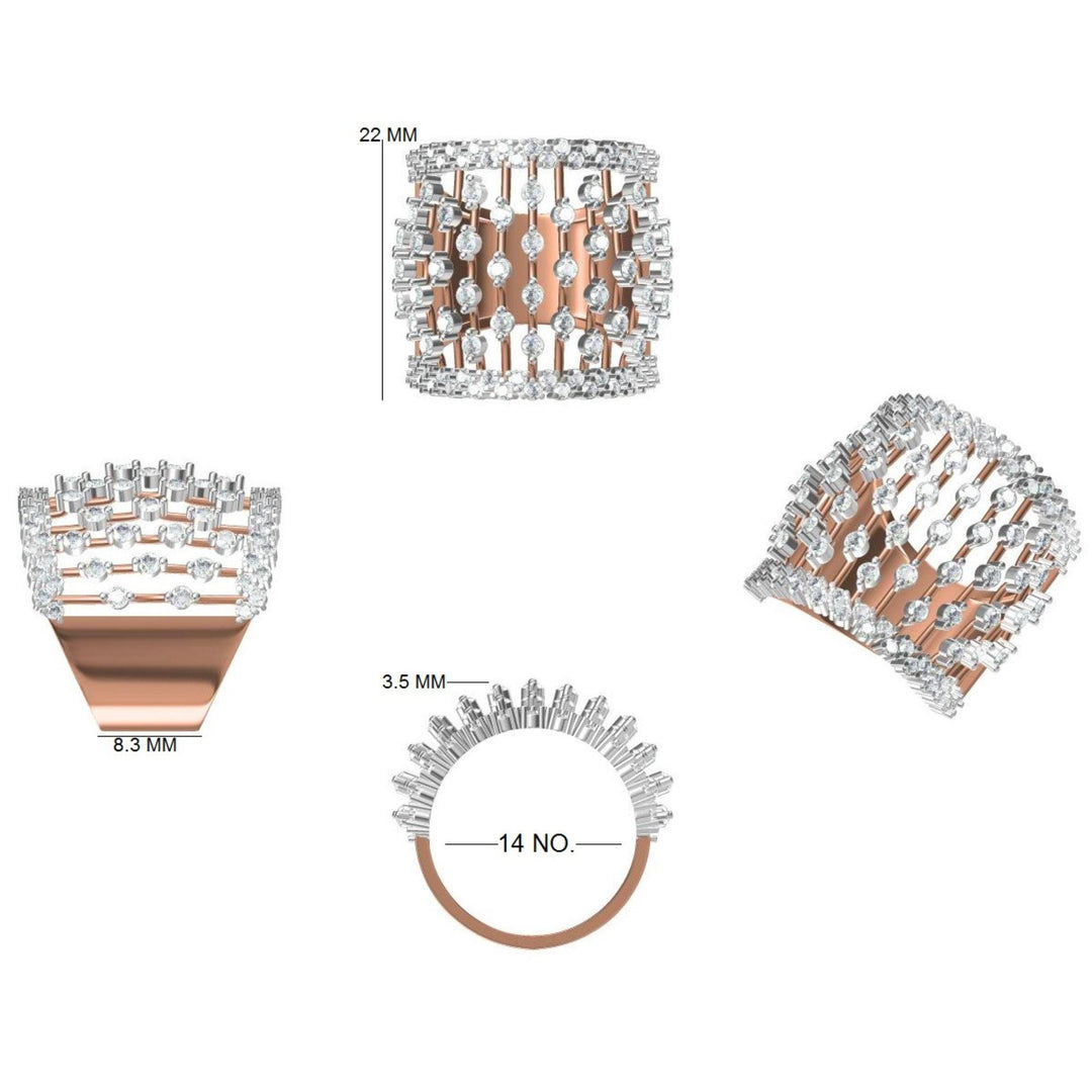 Lattice Openwork Natural Diamond Ring: 14k Solid Gold Cage Cocktail Ring, IGI Certified, Ready To Ship