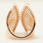 Load image into Gallery viewer, Cage Natural Diamond Band Ring, 14k Solid Gold Two-Toned Wide Cocktail Ring, IGI Certified, Ready To Ship
