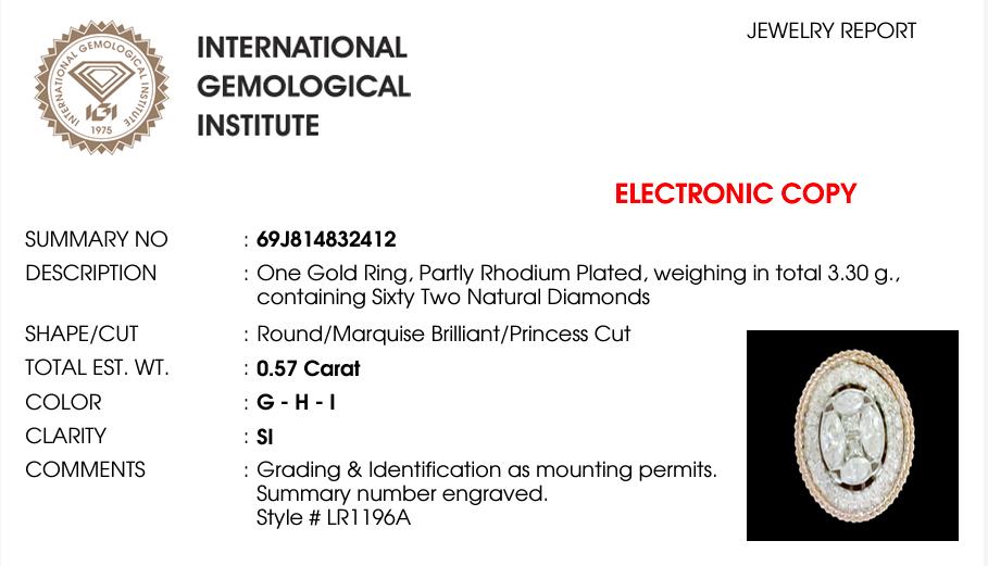 Oval Cluster Natural Diamond Ring: 14k Solid Gold Two-Toned Statement Ring, IGI Certified, Ready To Ship