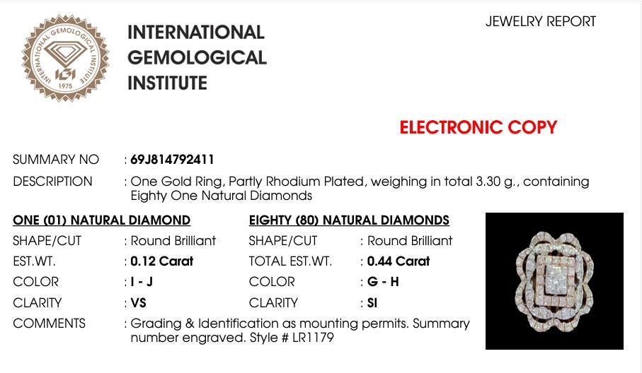 Square Floral Natural Diamond Ring: 14k Solid Gold Cluster Halo Statement Ring, IGI Certified, Ready To Ship