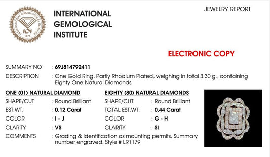 Square Floral Natural Diamond Ring: 14k Solid Gold Cluster Halo Statement Ring, IGI Certified, Ready To Ship