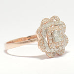 Load image into Gallery viewer, Square Floral Natural Diamond Ring: 14k Solid Gold Cluster Halo Statement Ring, IGI Certified, Ready To Ship
