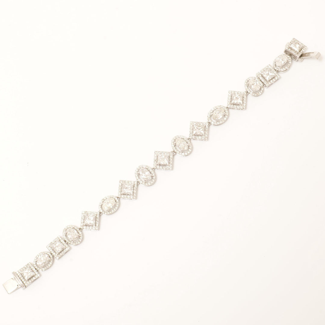 Geometric Natural Diamond Cluster Bracelet: 14k Solid Gold Halo Wedding Bracelet, IGI Certified, Ready To Ship