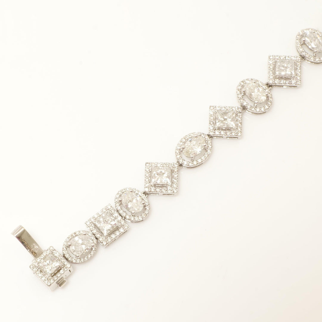Geometric Natural Diamond Cluster Bracelet: 14k Solid Gold Halo Wedding Bracelet, IGI Certified, Ready To Ship