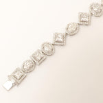 Load image into Gallery viewer, Geometric Natural Diamond Cluster Bracelet: 14k Solid Gold Halo Wedding Bracelet, IGI Certified, Ready To Ship
