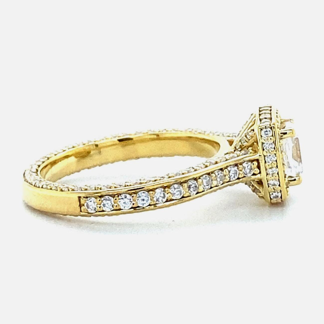 IGI Certified Lab Grown Cushion Halo Ring: 14K Solid Gold Wedding Ring