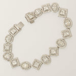 Load image into Gallery viewer, Geometric Natural Diamond Cluster Bracelet: 14k Solid Gold Halo Wedding Bracelet, IGI Certified, Ready To Ship
