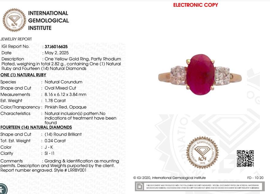 Oval Ruby Natural Diamond Ring: 14k Solid Gold Gemstone Bridal Jewellery, IGI Certified, Ready To Ship