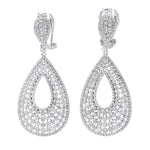 Load image into Gallery viewer, Teardrop Natural Diamond Dangle Earrings: 14k Solid Gold Drop Bridal Jewellery, Certified Jewelry
