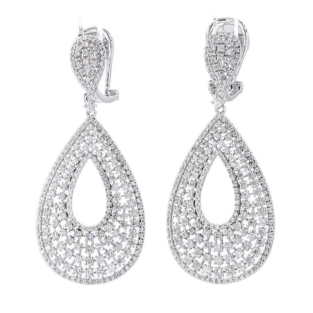 Teardrop Natural Diamond Dangle Earrings: 14k Solid Gold Drop Bridal Jewellery, Certified Jewelry