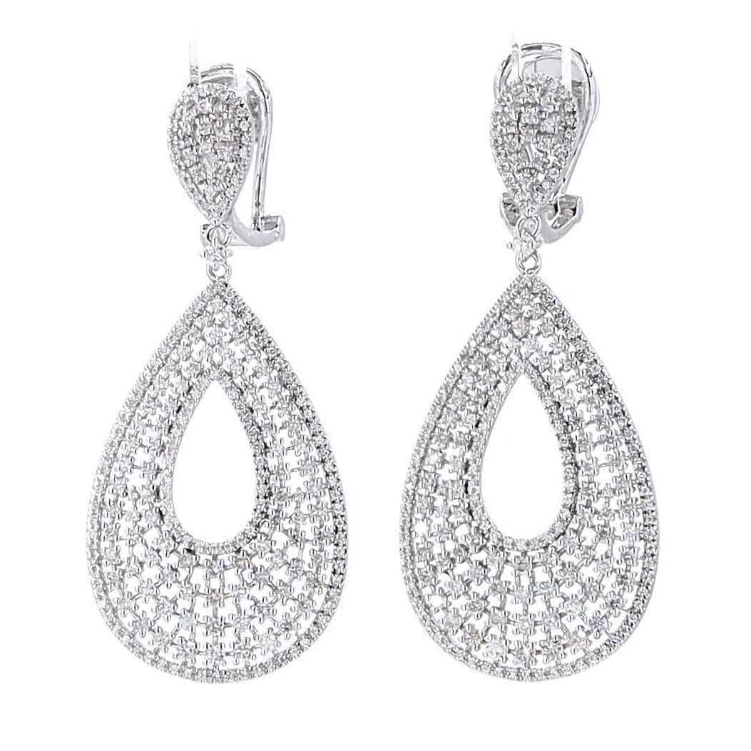 Teardrop Natural Diamond Dangle Earrings: 14k Solid Gold Drop Bridal Jewellery, Certified Jewelry
