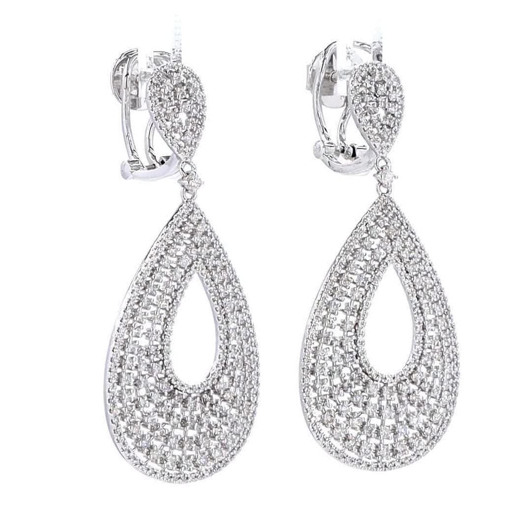 Teardrop Natural Diamond Dangle Earrings: 14k Solid Gold Drop Bridal Jewellery, Certified Jewelry