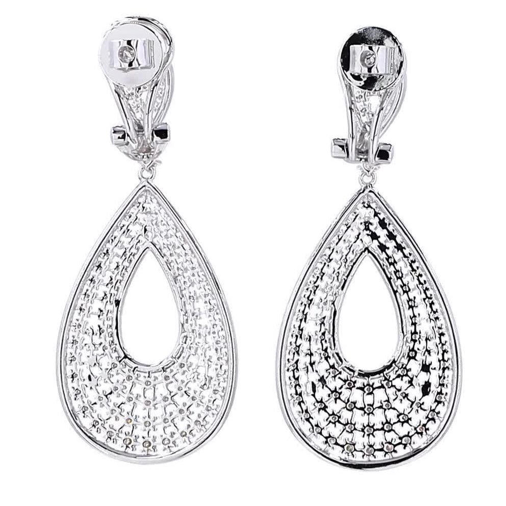 Teardrop Natural Diamond Dangle Earrings: 14k Solid Gold Drop Bridal Jewellery, Certified Jewelry