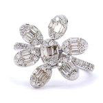 Load image into Gallery viewer, Floral Natural Diamond Cluster Ring: 14k Solid Gold Cocktail Statement Jewellery, Certified Jewelry
