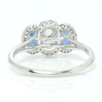 Load image into Gallery viewer, Three Stone Natural Oval Sapphire &amp; Diamond Ring: 14k Solid Gold Halo Gemstone Jewellery, Certified Jewelry
