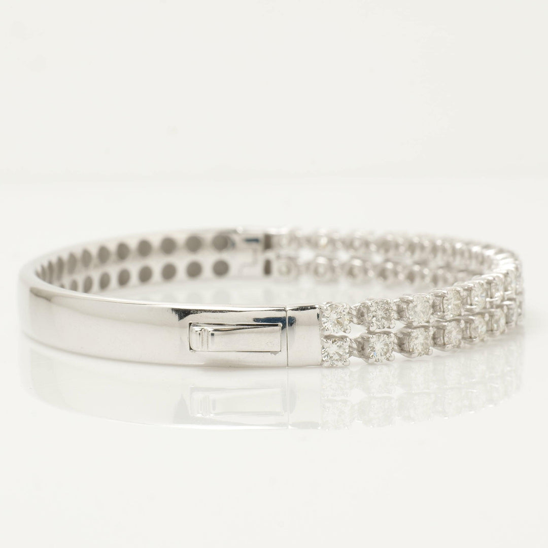 Double Row Natural Diamond Bangle: 14k Solid Gold Statement Jewellery, Certified Jewelry