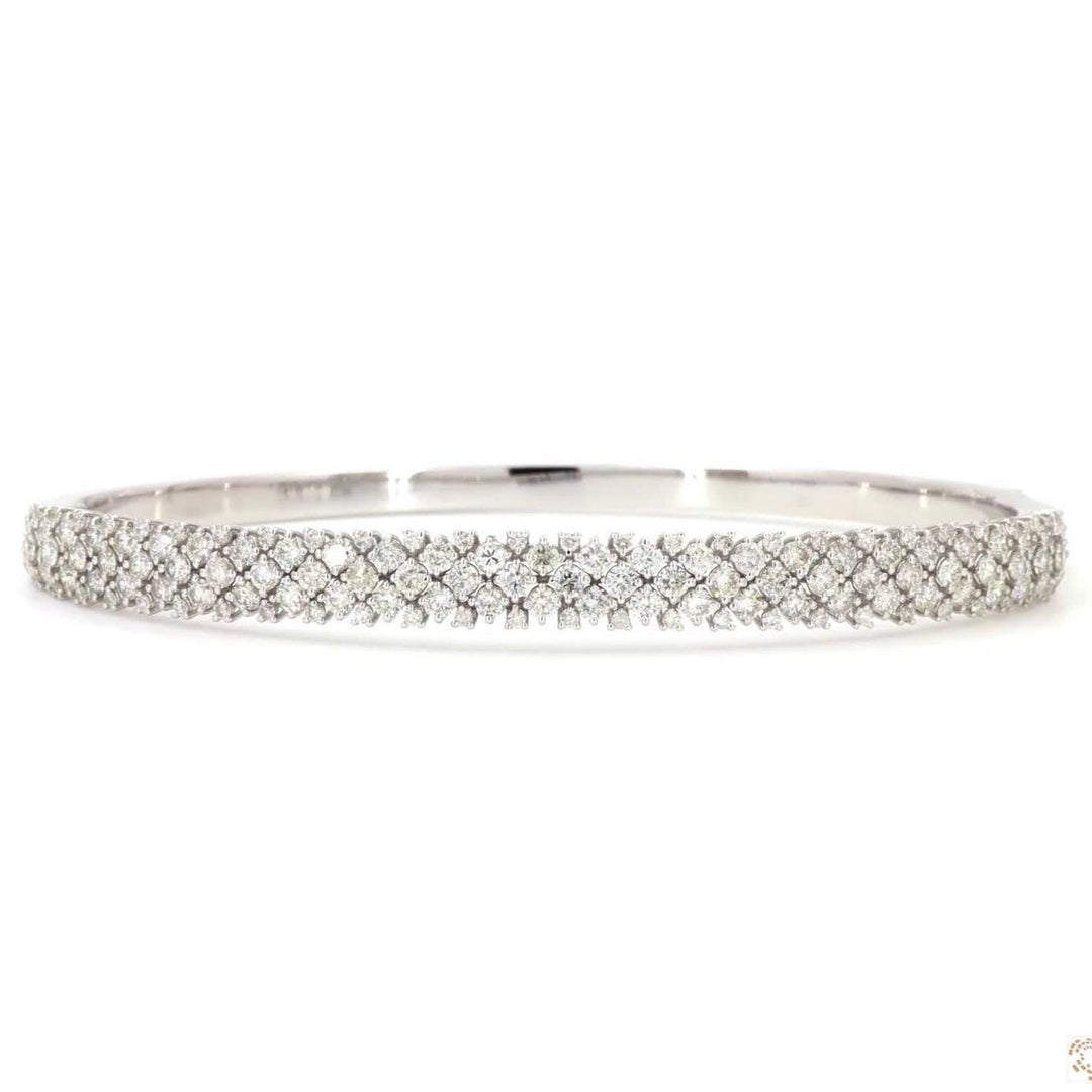 Pavé Lattice Natural Diamond Bangle Bracelet: 14k Solid Gold Statement Stackable Jewellery, Certified Jewelry