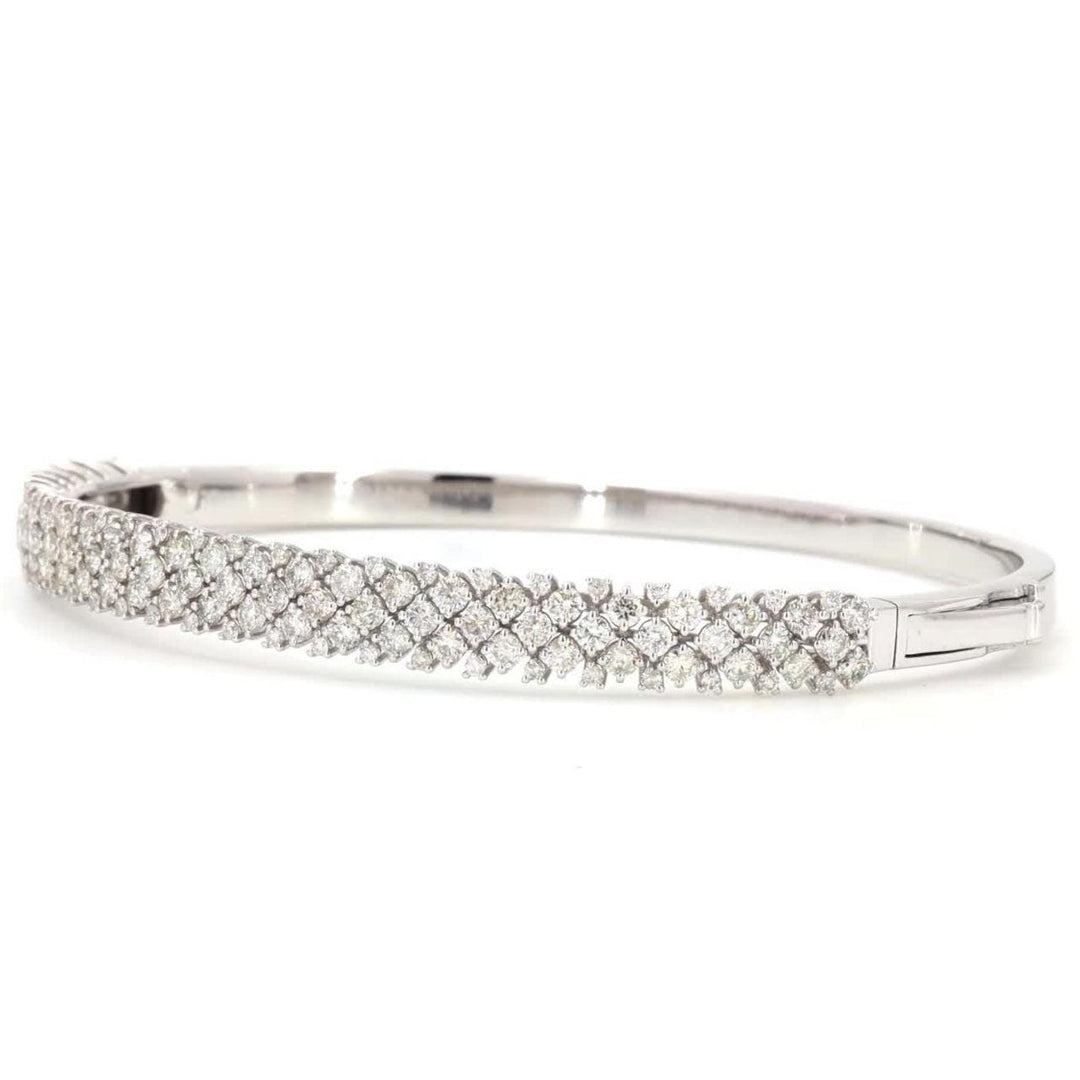 Pavé Lattice Natural Diamond Bangle Bracelet: 14k Solid Gold Statement Stackable Jewellery, Certified Jewelry