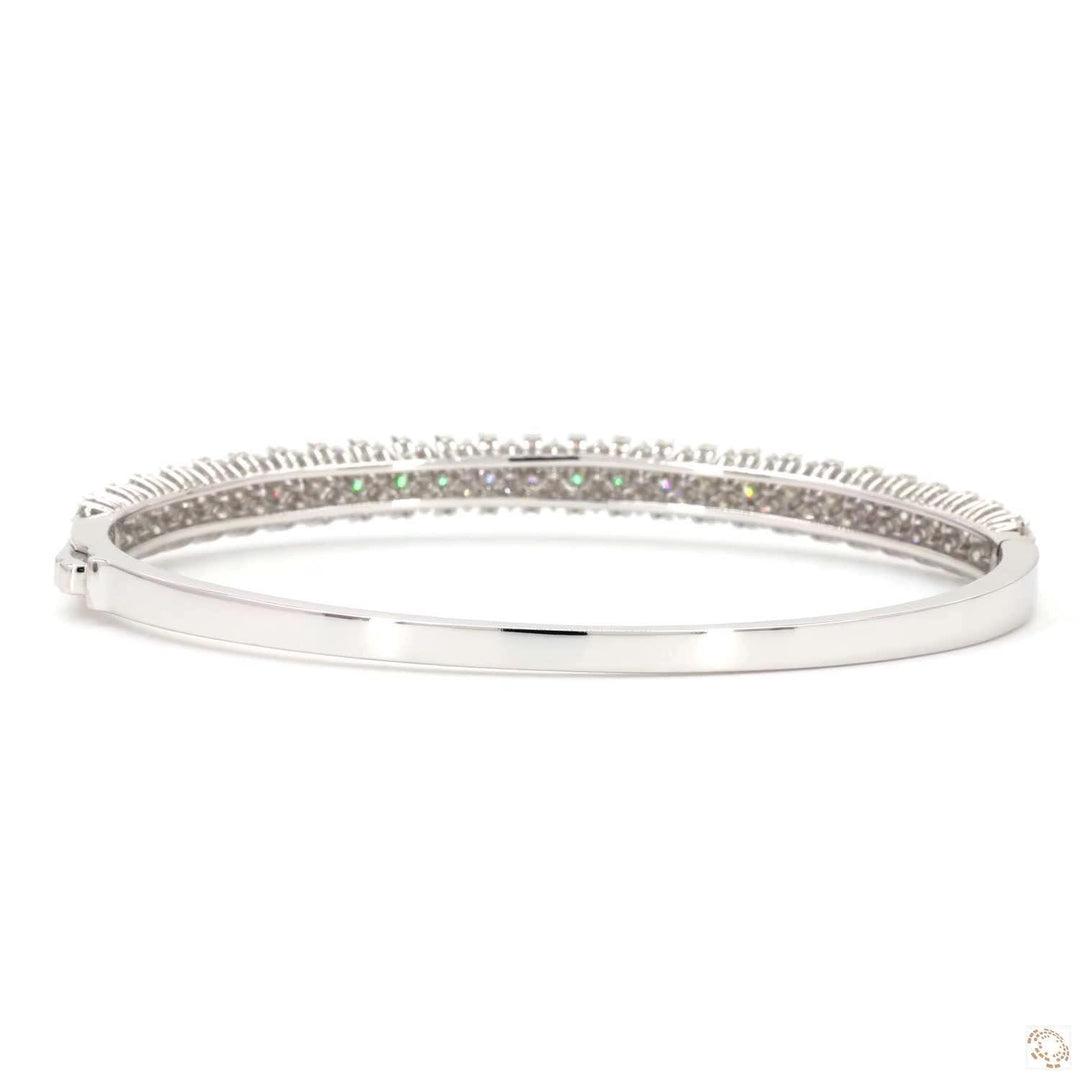 Pavé Lattice Natural Diamond Bangle Bracelet: 14k Solid Gold Statement Stackable Jewellery, Certified Jewelry