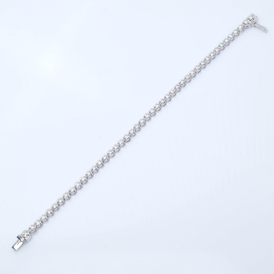 Linear Natural Diamond Tennis Bracelet: 14k Solid Gold Prong Stacking Wedding Jewellery, Certified Jewelry