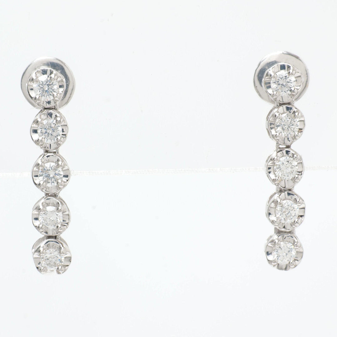 Linear Natural Diamond Drop Earrings: 14k Solid Gold Minimal Dangle Earrings, Certified Jewelry