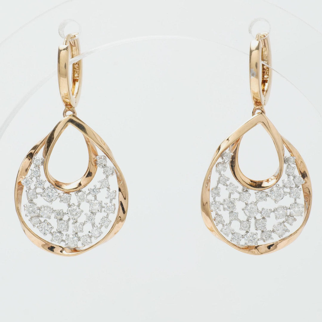 Teardrop Natural Diamond Dangle Earrings: 14k Solid Gold Drop Huggie Earrings, Certified Jewelry
