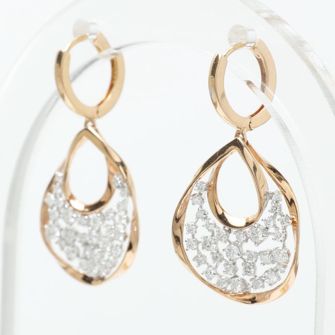Teardrop Natural Diamond Dangle Earrings: 14k Solid Gold Drop Huggie Earrings, Certified Jewelry