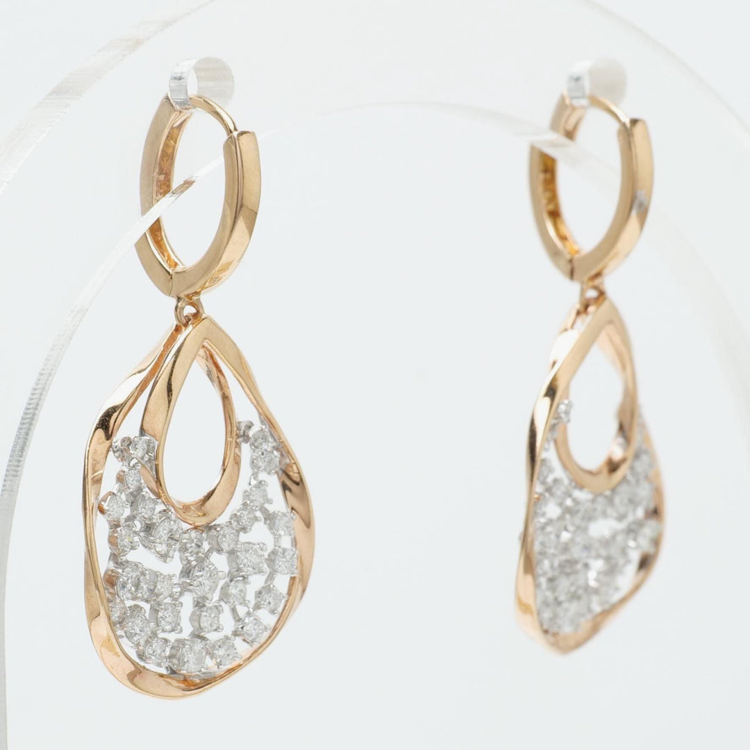 Teardrop Natural Diamond Dangle Earrings: 14k Solid Gold Drop Huggie Earrings, Certified Jewelry