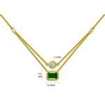Load image into Gallery viewer, Layered Natural Emerald Diamond Necklace: 14k Solid Gold Double Chain Halo Stacking Jewellery, Certified Jewelry
