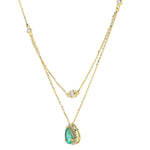 Load image into Gallery viewer, Natural Emerald Layered Diamond Stacking Necklace: 14k Solid Gold Pear Gemstone Jewellery, Certified Jewelry
