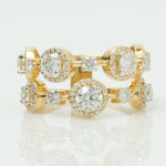 Load image into Gallery viewer, Halo Wide Natural Diamond Halo Band Ring: 14k Solid Gold Cluster Stacking Jewellery, Certified Jewelry
