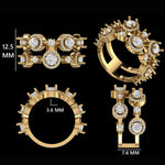 Load image into Gallery viewer, Halo Wide Natural Diamond Halo Band Ring: 14k Solid Gold Cluster Stacking Jewellery, Certified Jewelry
