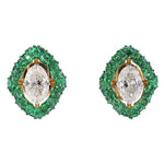 Load image into Gallery viewer, Marquise Natural Emerald &amp; Diamond Stud Earrings: 14k Solid Gold Gemstone Halo Studs Jewellery, Certified Jewelry
