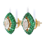 Load image into Gallery viewer, Marquise Natural Emerald &amp; Diamond Stud Earrings: 14k Solid Gold Gemstone Halo Studs Jewellery, Certified Jewelry
