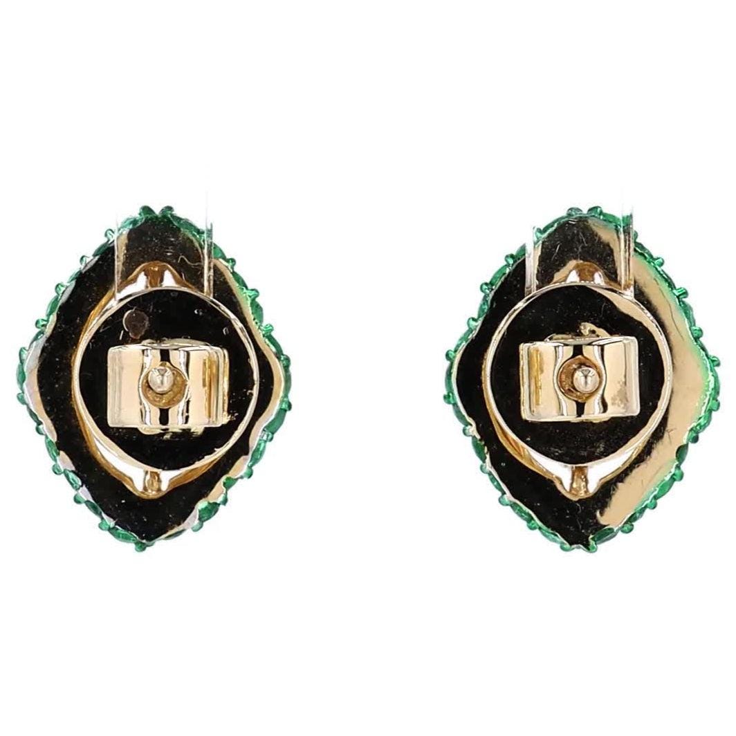 Marquise Natural Emerald & Diamond Stud Earrings: 14k Solid Gold Gemstone Halo Studs Jewellery, Certified Jewelry