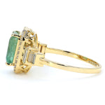 Load image into Gallery viewer, Emerald Cut Natural Emerald Diamond Ring, 14k Solid Gold, Natural Diamonds, Halo Baguette Gemstone Ring, Certified Jewelry
