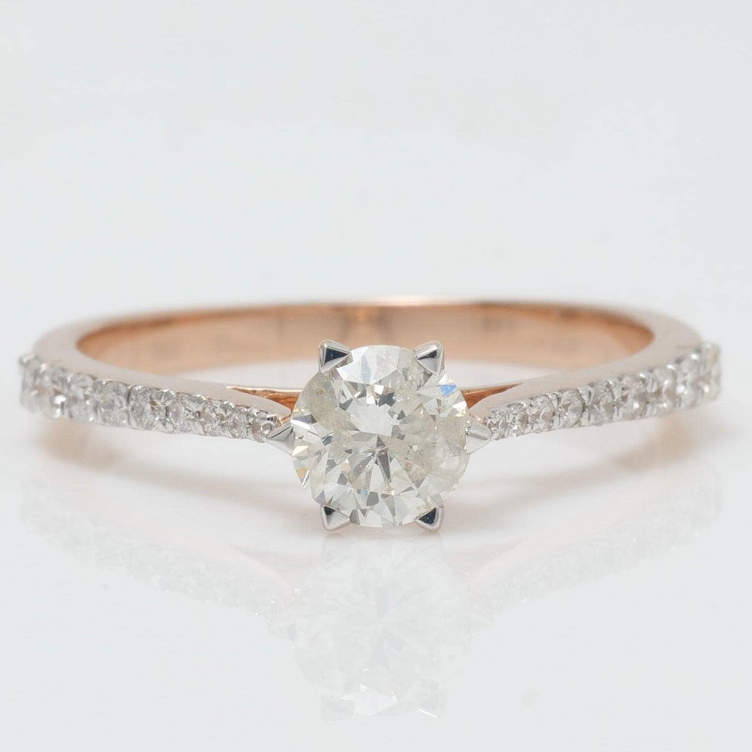 Round Solitaire Natural Diamond Wedding Band Ring: 14k Solid Gold Promise Jewellery, Certified Jewelry